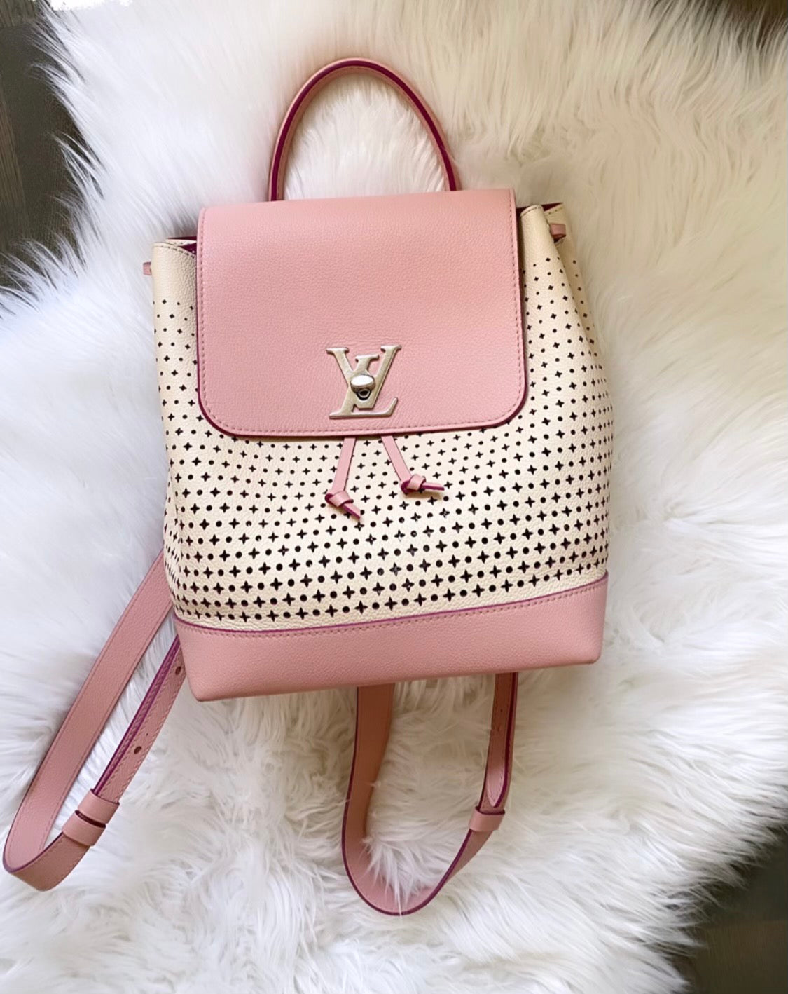 Louis Vuitton Lockme Perforated Leather Backpack Pink Limited