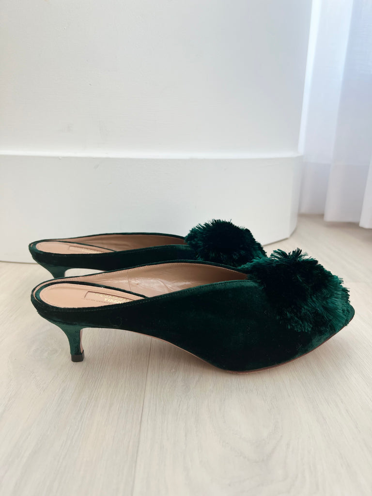 Aquazzura powder top puff mules